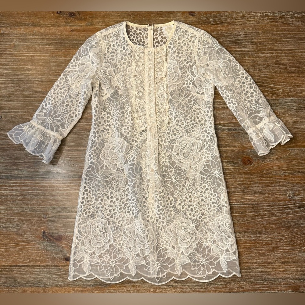 RARE ANNA SUI ANTHROPOLOGIE LACE OVERLAY DRESS, SIZE 0